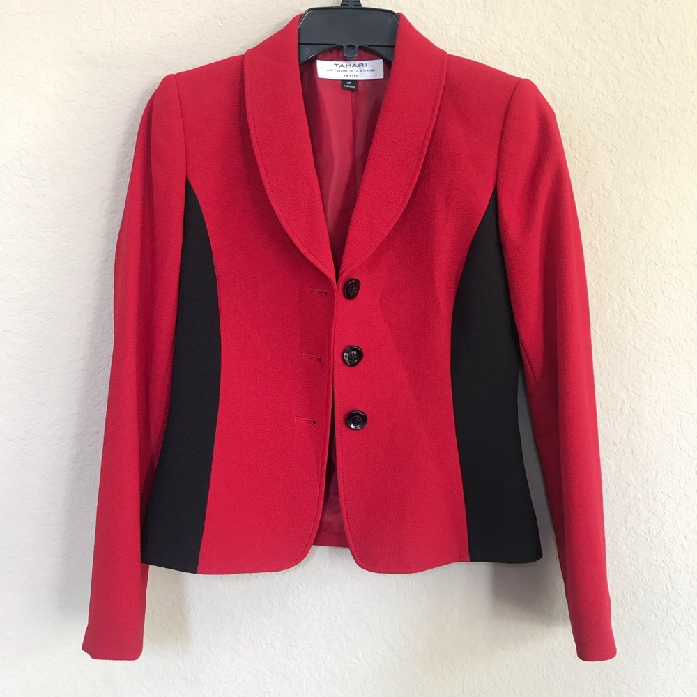 Tahari ASL Red & Black Blazer